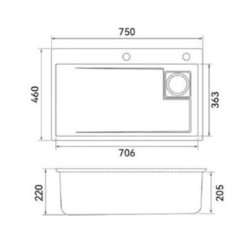 Кухненска мивка Smart 75/46см черен матт